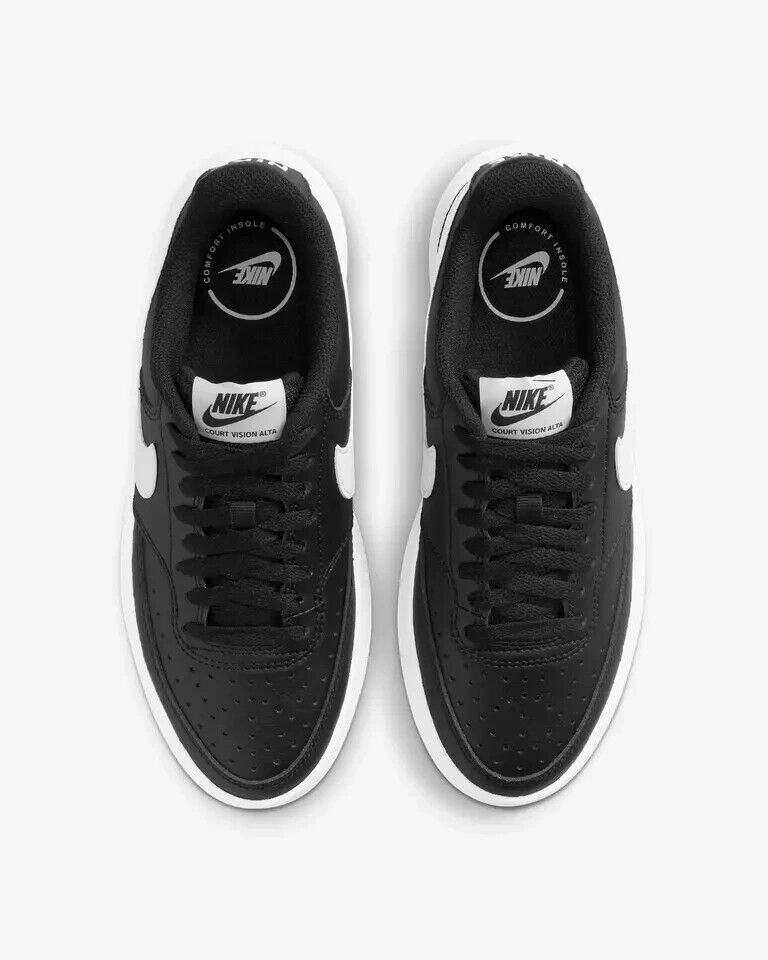 Nike Court Vision Alta DM0113-002 Sneakers Women's Black Leather Low Top Shoes