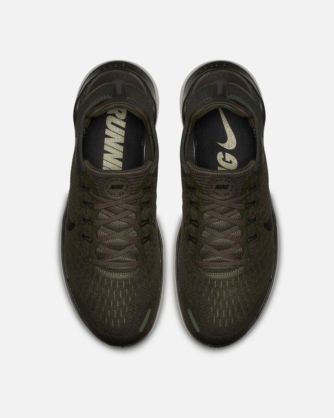 Nike Free Run 2018 942836-300 Sneakers Mens 9.5 Cargo Khaki Running Shoes TF5353 (Green,9.5)