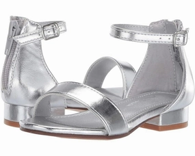 Nina Hidi-T Sandals Girls US 12 Silver Metallic Ankle Strap Block Heel FZP437 Girls Athletic Shoes on sale