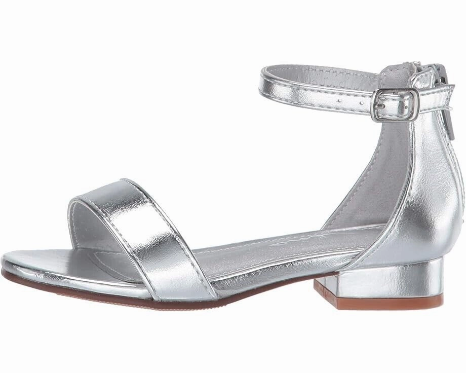 Nina Hidi-T Sandals Girls US 12 Silver Metallic Ankle Strap Block Heel FZP437