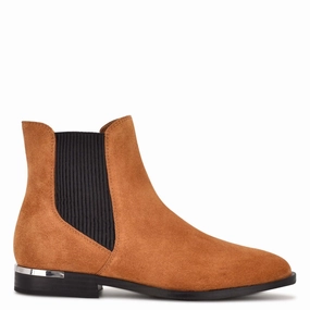 Nine West Agate Boots Women's US 8 Brown Suede Slip-On Chelsea Bootie KHD718 Top-rated Womens Boots outlet