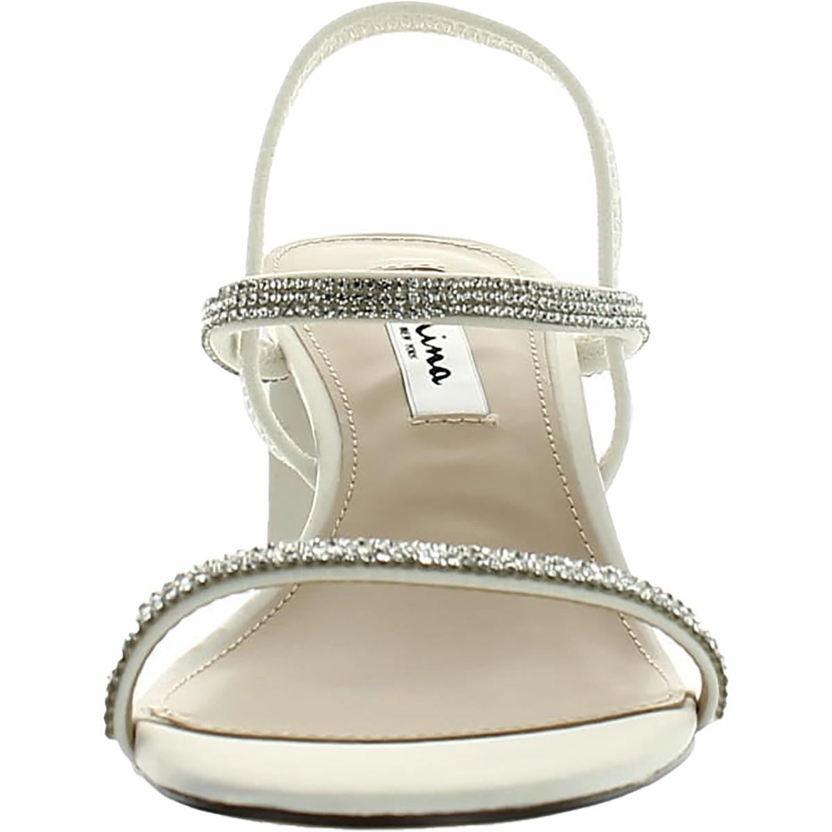 Nissy-LS Womens Satin Rhinestone Block Heel