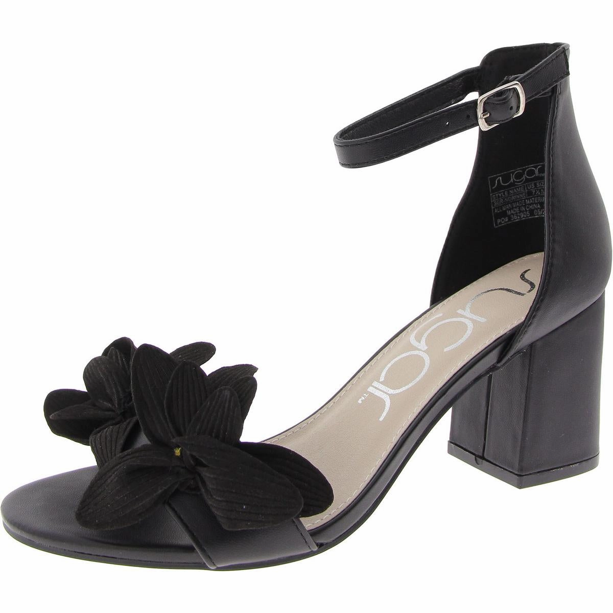 Norinne Womens Faux Leather Embellished Ankle Strap