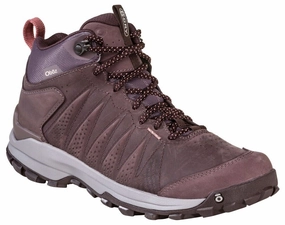 Oboz Sypes Mid Sneakers Women's 8 Purple Leather Waterproof Hiking Shoes RHS4007 Womens Boot Deals Today