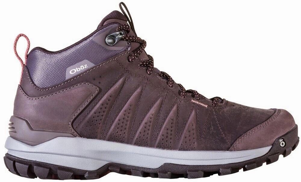Oboz Sypes Mid Sneakers Women's 8 Purple Leather Waterproof Hiking Shoes RHS4007
