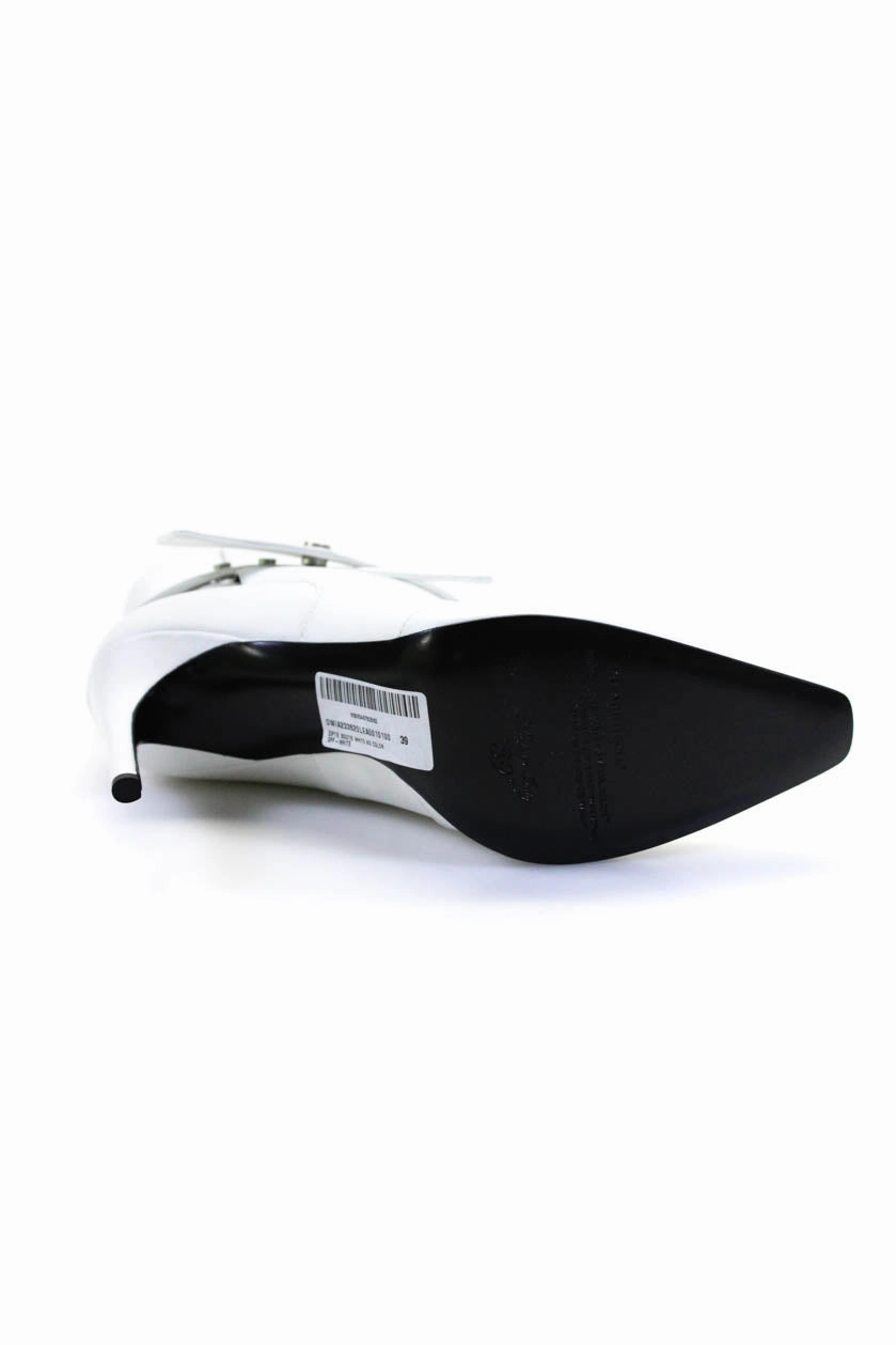 Off-White Leather Zip Tie Booties in White