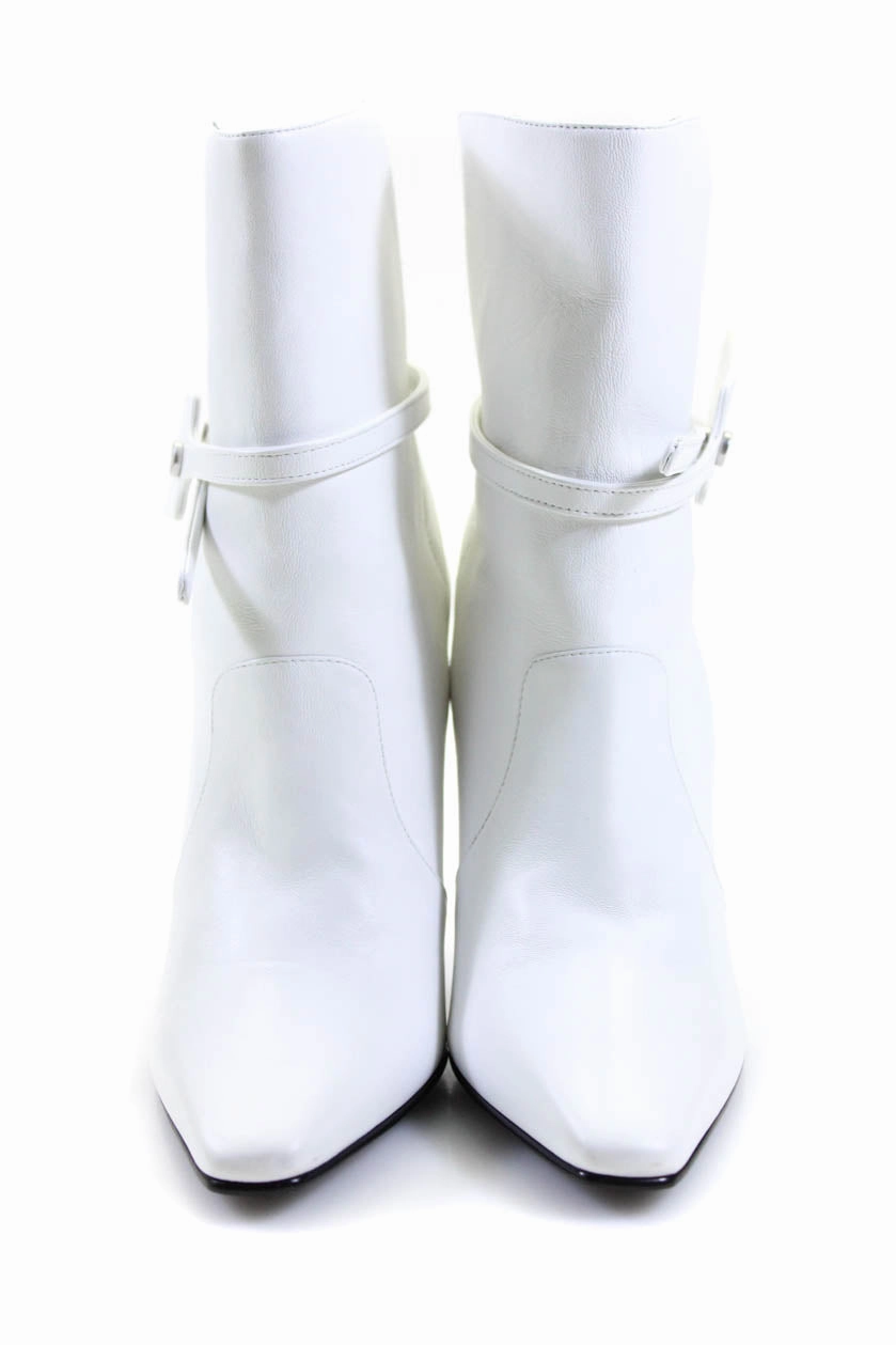 Off-White Leather Zip Tie Booties in White
