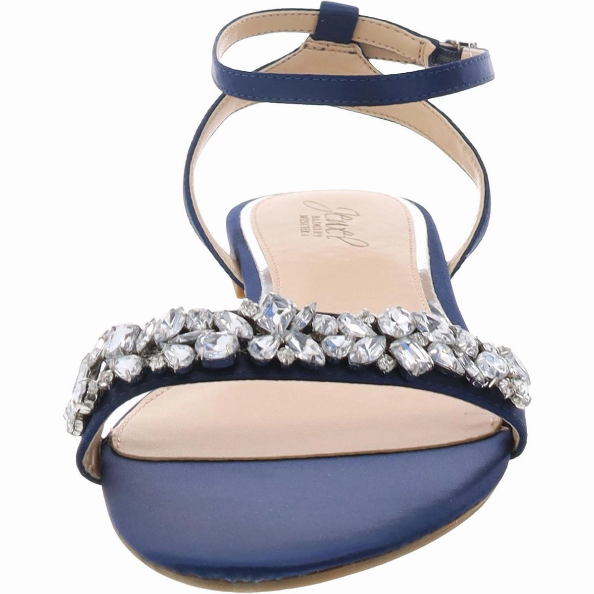 Ohara Womens Faux Leather Rhinestone Ankle Strap