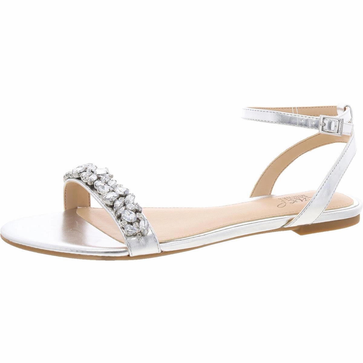 Ohara Womens Faux Leather Rhinestone Ankle Strap