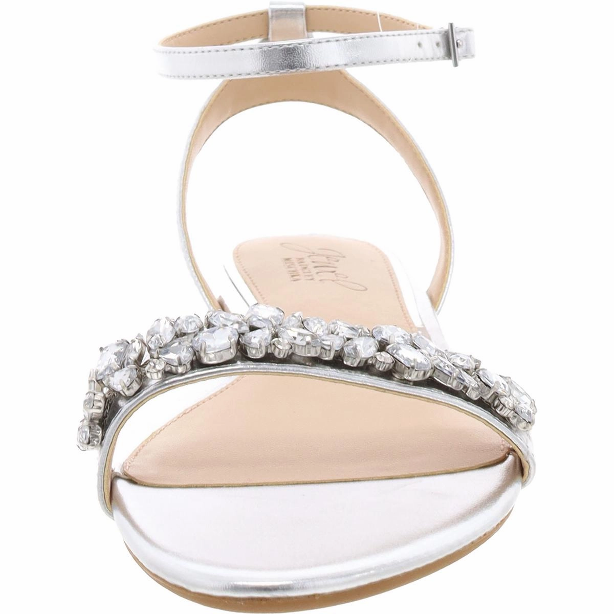 Ohara Womens Faux Leather Rhinestone Ankle Strap