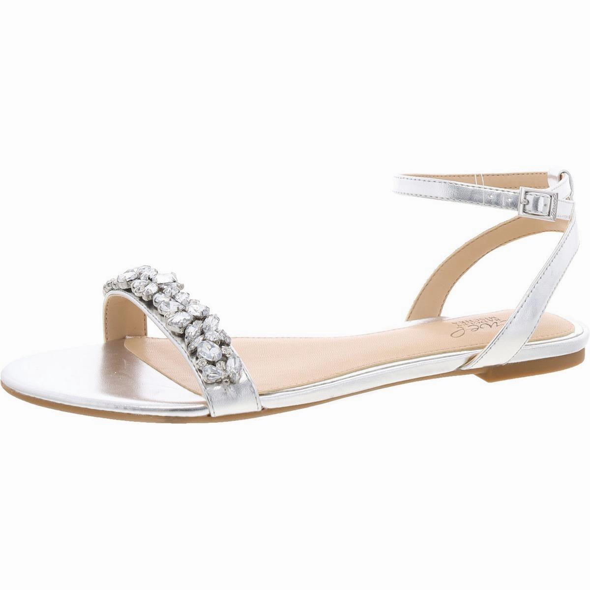 Ohara Womens Faux Leather Rhinestone Ankle Strap