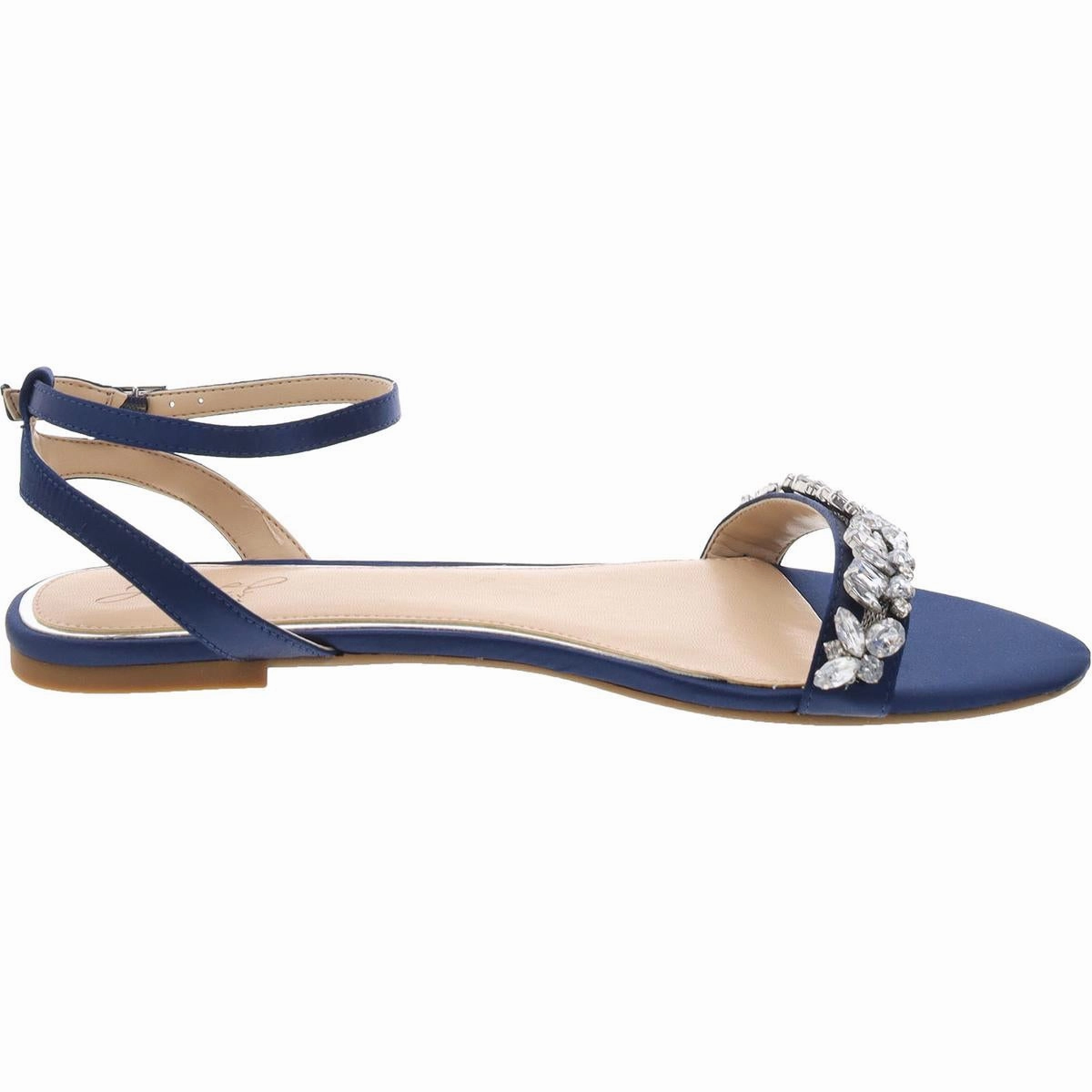 Ohara Womens Faux Leather Rhinestone Ankle Strap