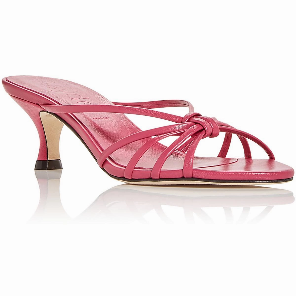 OLGA Womens Leather Kitten heels Slide Sandals