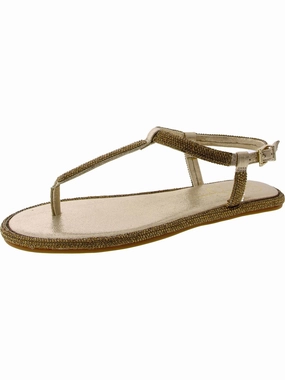 Oliara Womens Shimmer Man Made T-Strap Sandals Stylish Womens Sandals for less