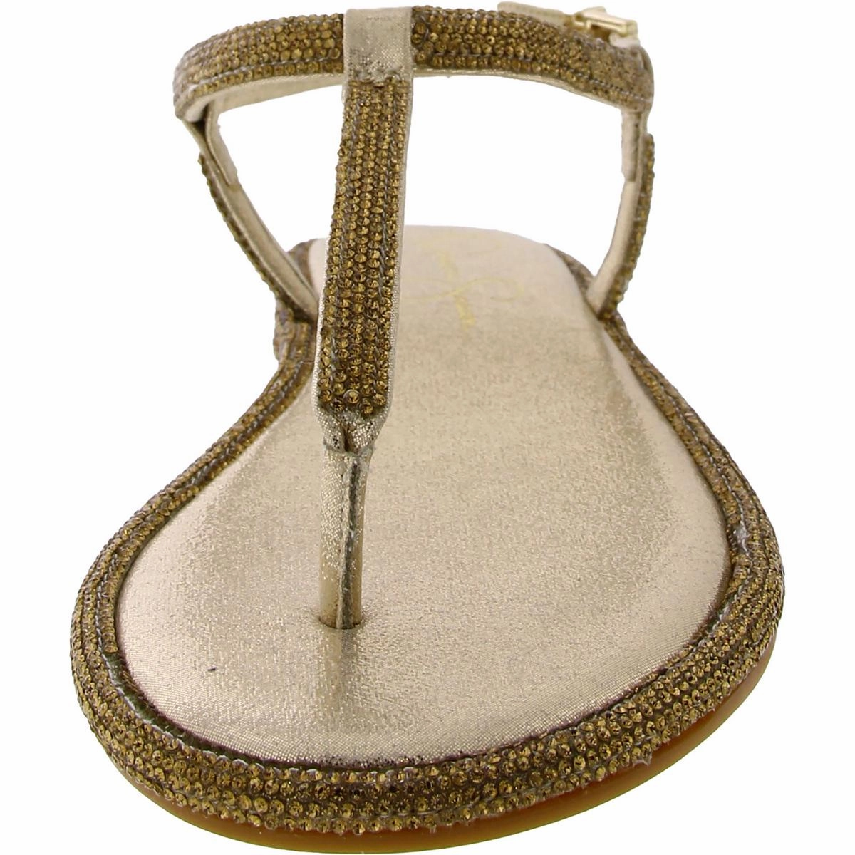 Oliara Womens Shimmer Man Made T-Strap Sandals