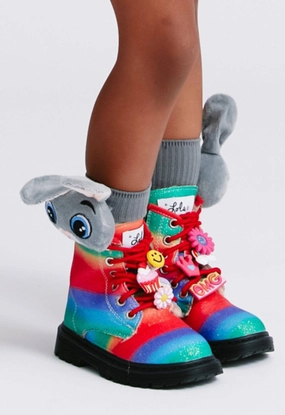 Ombre Rainbow Charm Combat Boots Cheap Girls Footwear online