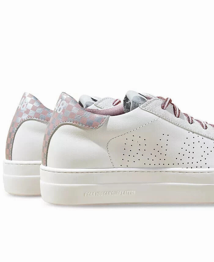 P448 Thea Sneakers Women's US 5 White Leather Low Top Platform Shoes ZPO446 (White,5)