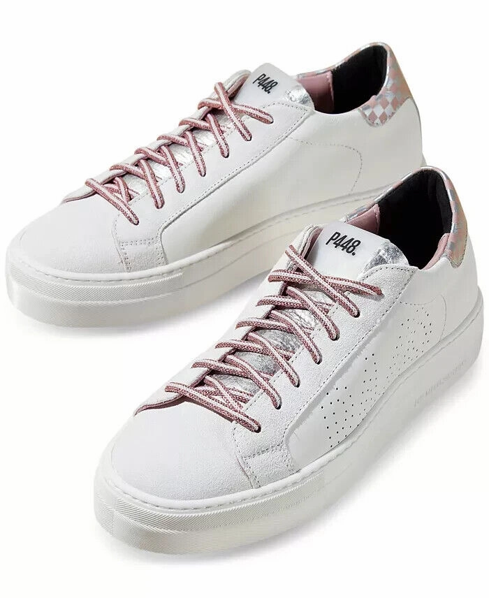 P448 Thea Sneakers Women's US 5 White Leather Low Top Platform Shoes ZPO446 (White,5) Athletic Shoes for Women discount