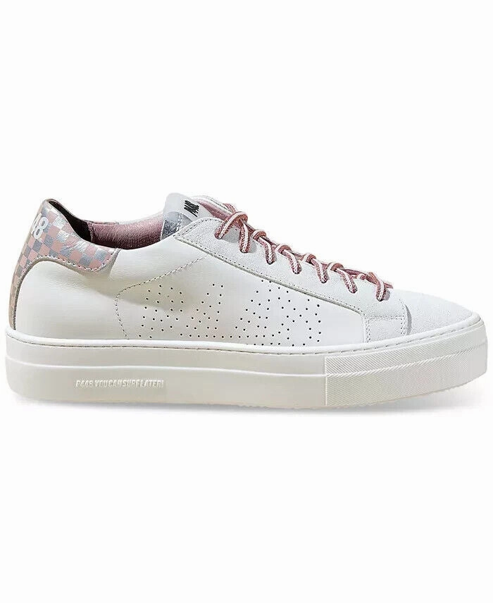 P448 Thea Sneakers Women's US 5 White Leather Low Top Platform Shoes ZPO446 (White,5)