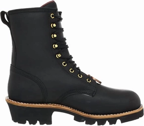Paladin 8" Waterproof Insulated Steel Toe Logger (Wide Width) In Black Cheap Mens Boots & Chukkas