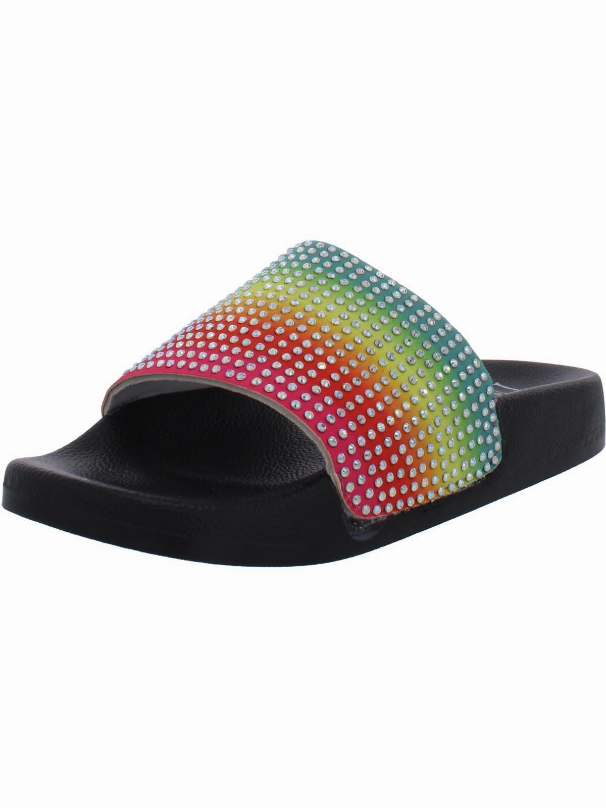 Peymin  Girls Embellished Metallic Pool Slides Girls Sandals summer sale