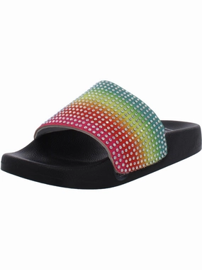 Peymin  Girls Embellished Metallic Pool Slides Girls Sandals summer sale