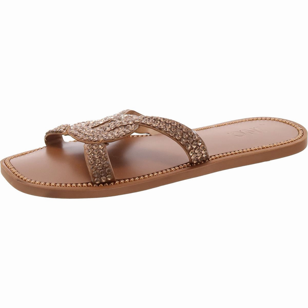 Peytonn Womens Faux Leather Rhinestone Flip-Flops Womens Sandals discount online