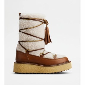Platform Ankle Boots in Leather and Wool Womens Boots clearance offers