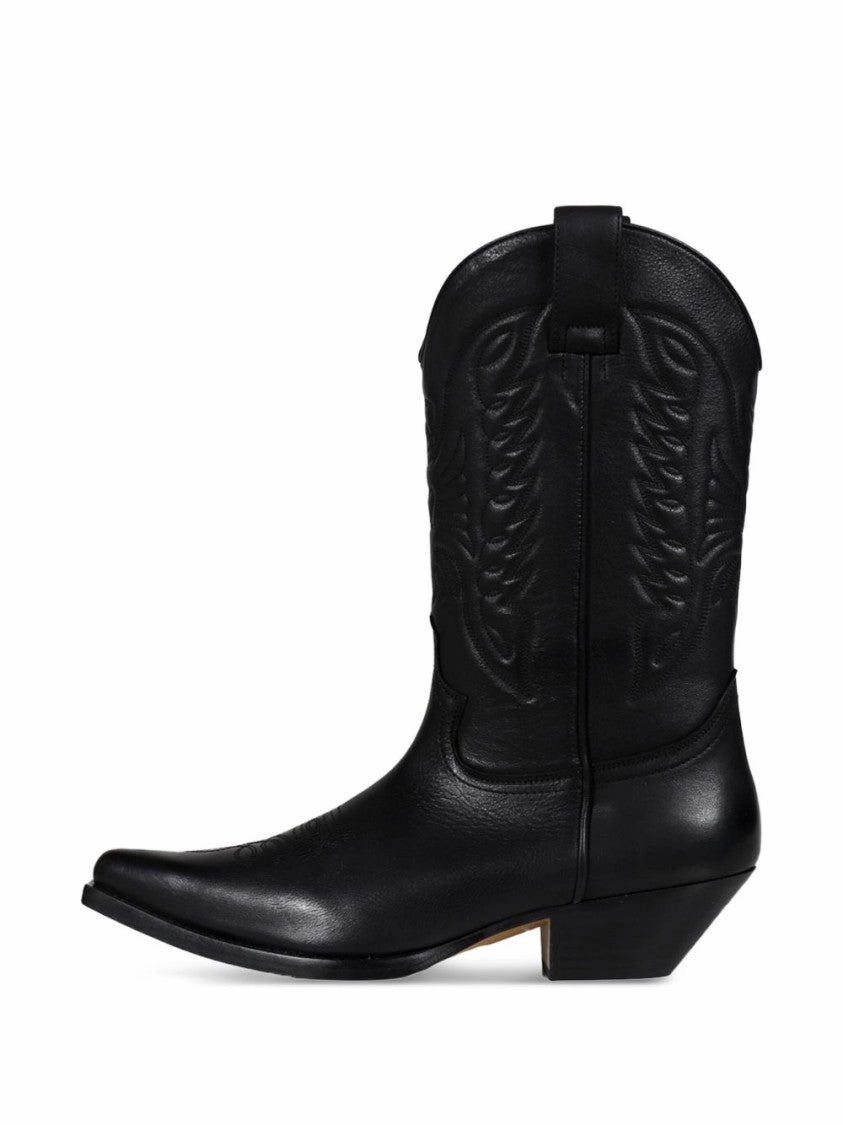 Pointed Toe High Shaft Black Boots