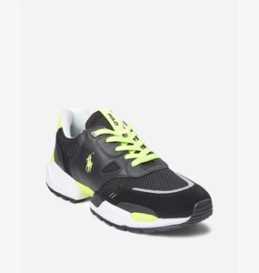 Polo Ralph Lauren 809891786005 Sneakers Men's Black Green Athletic Shoes TF1224 (Black,9.5) Mens Sneakers & Athletic Shoes outlet