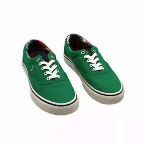 Polo Ralph Lauren Keaton Pony Sneakers Men's 8 Green Canvas Casual Shoes GBNC532 Mens Sneakers & Athletic Shoes outlet