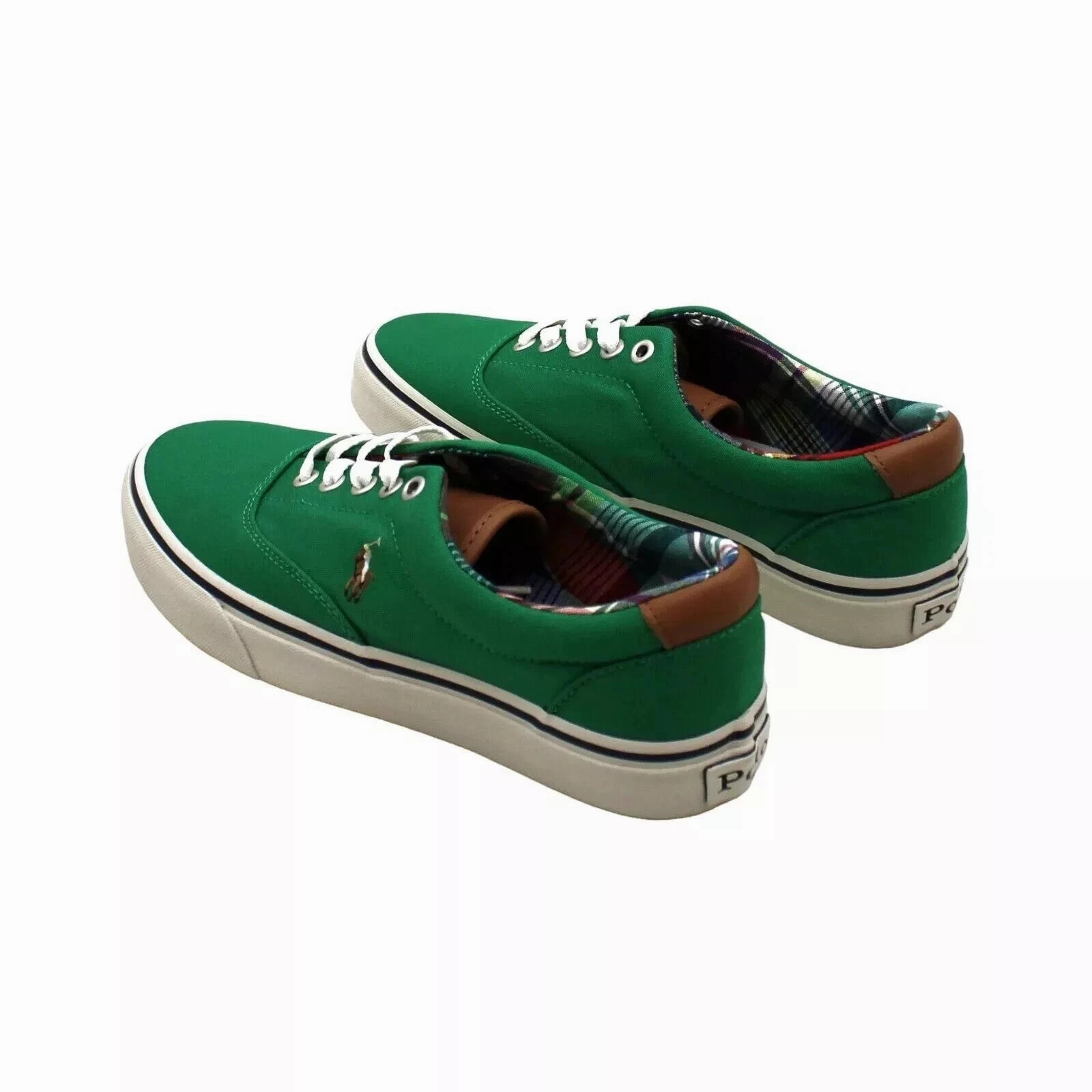 Polo Ralph Lauren Keaton Pony Sneakers Men's 8 Green Canvas Casual Shoes GBNC532