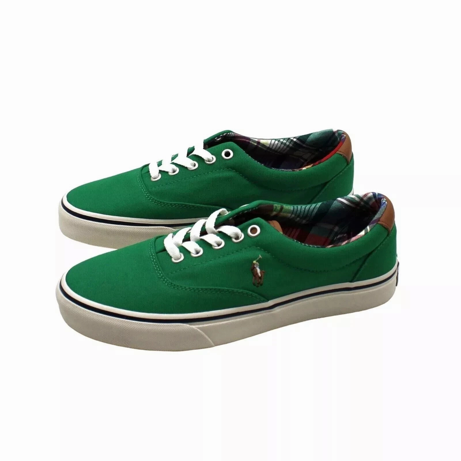 Polo Ralph Lauren Keaton Pony Sneakers Men's 8 Green Canvas Casual Shoes GBNC532