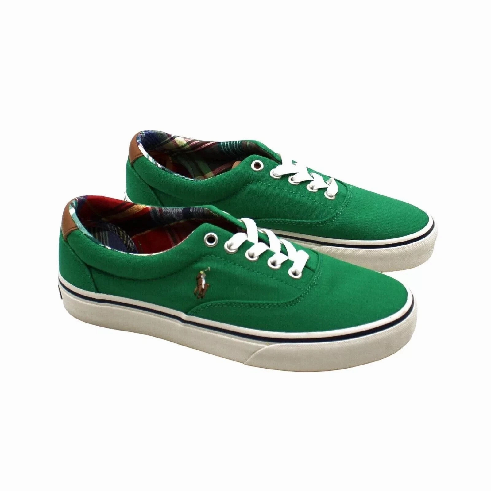 Polo Ralph Lauren Keaton Pony Sneakers Men's 8 Green Canvas Casual Shoes GBNC532