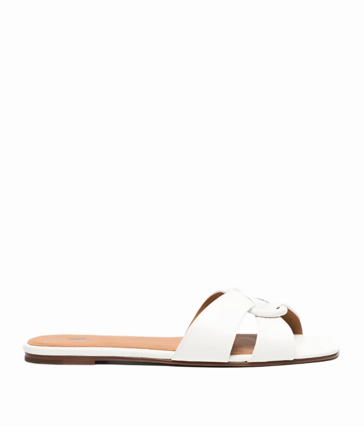 Polo Ralph Lauren pebbled leather O-Ring sandal in white Womens Shoes cheap promo