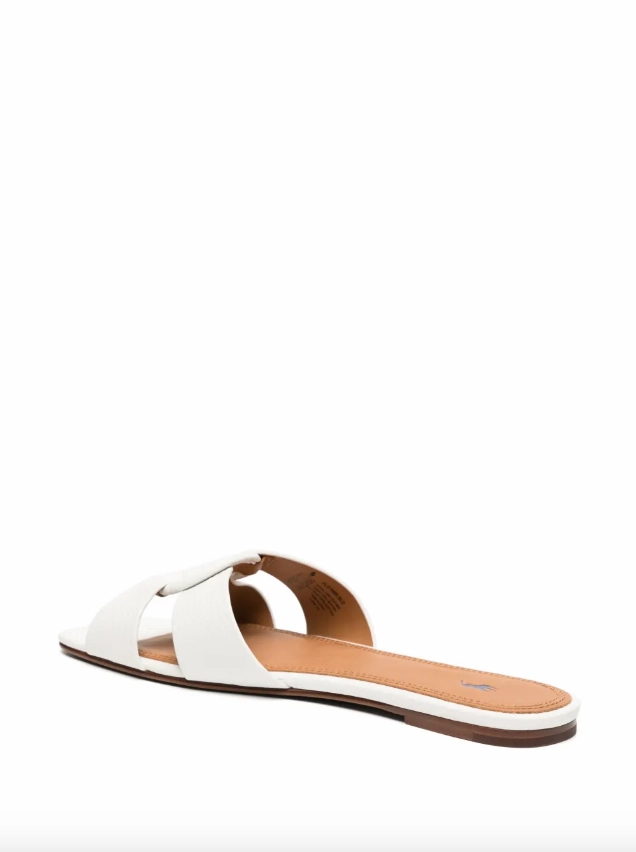 Polo Ralph Lauren pebbled leather O-Ring sandal in white