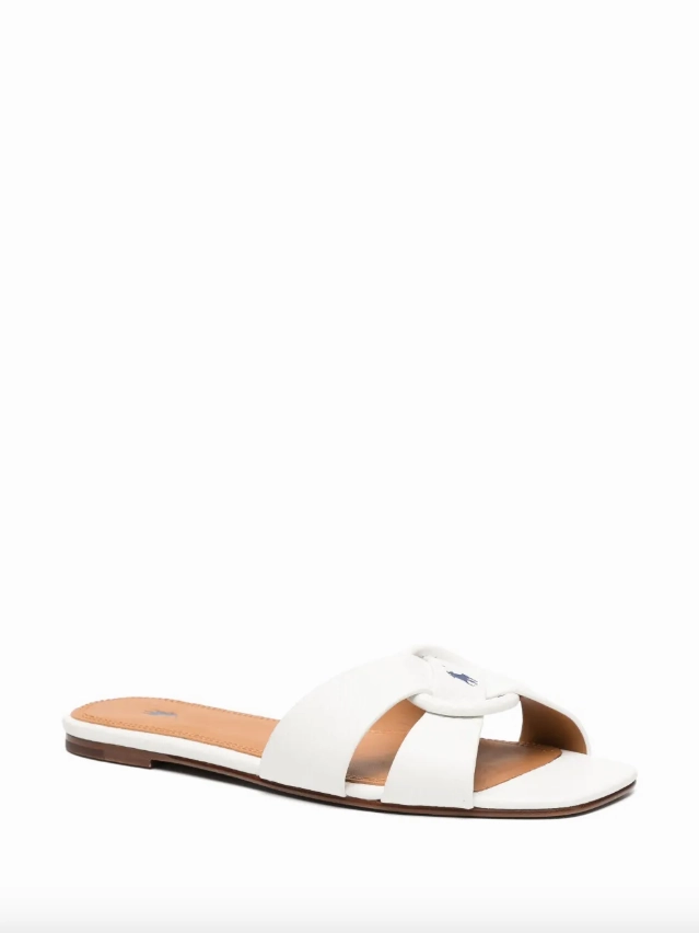 Polo Ralph Lauren pebbled leather O-Ring sandal in white