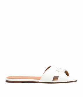 Polo Ralph Lauren pebbled leather O-Ring sandal in white Womens Shoes cheap promo