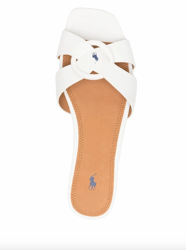 Polo Ralph Lauren pebbled leather O-Ring sandal in white
