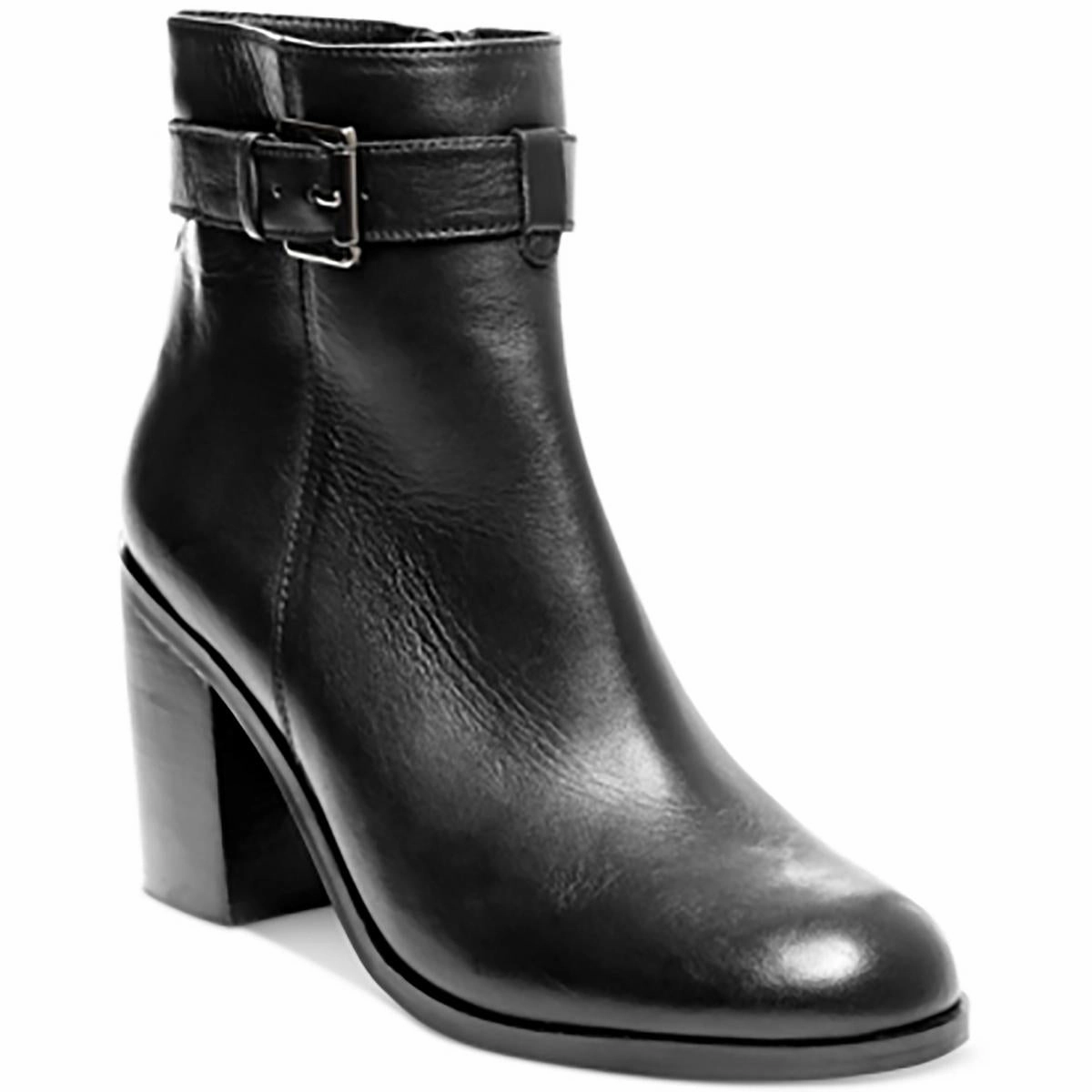 Porshia Womens Leather Belted Ankle Boots