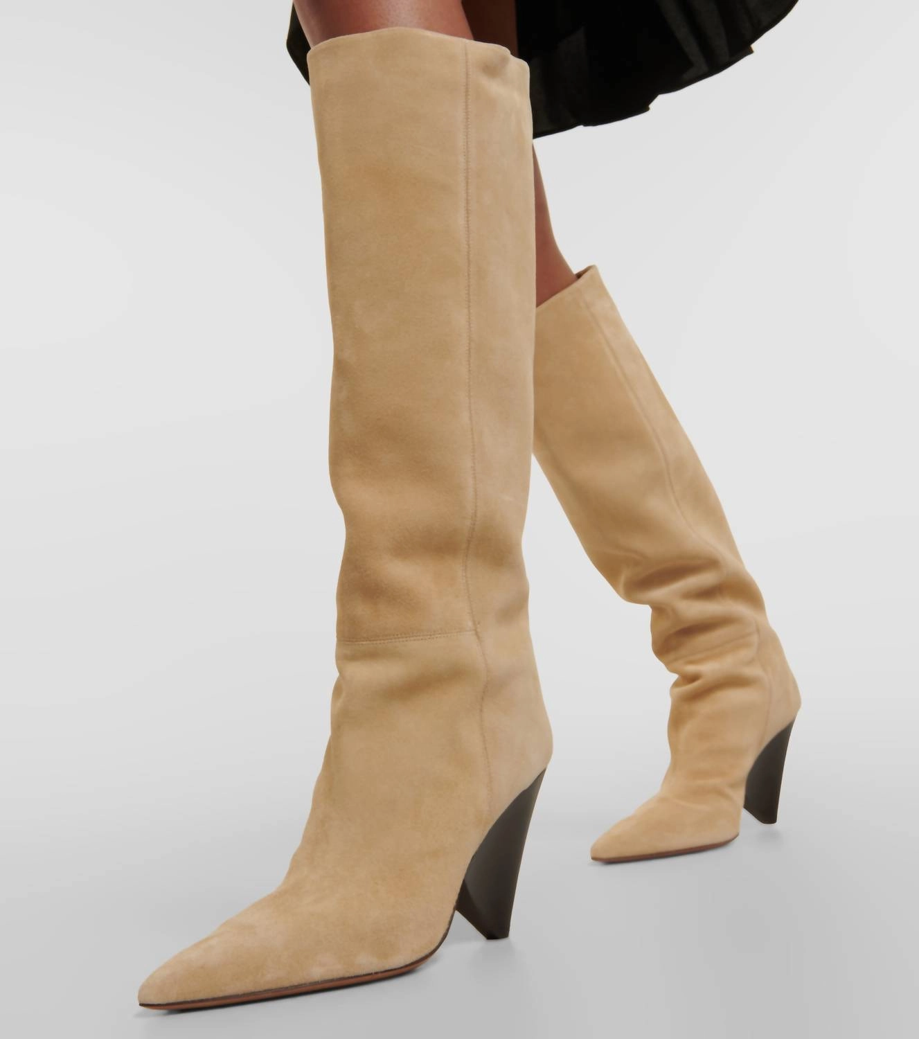 Preloved Lakita Knee High Suede Boots In Toffee