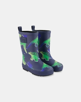 Printed Rain Boots Blue And Green Dino On Navy Discount Boys Footwear online