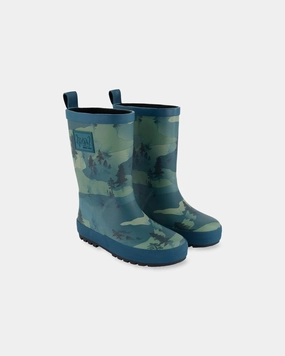 Printed Rain Boots Forest Green With Black Pines Discount Boys Footwear online