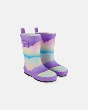 Printed Rain Boots Mauve And Blue, Pink Mountain Baby & Toddler Shoes on sale