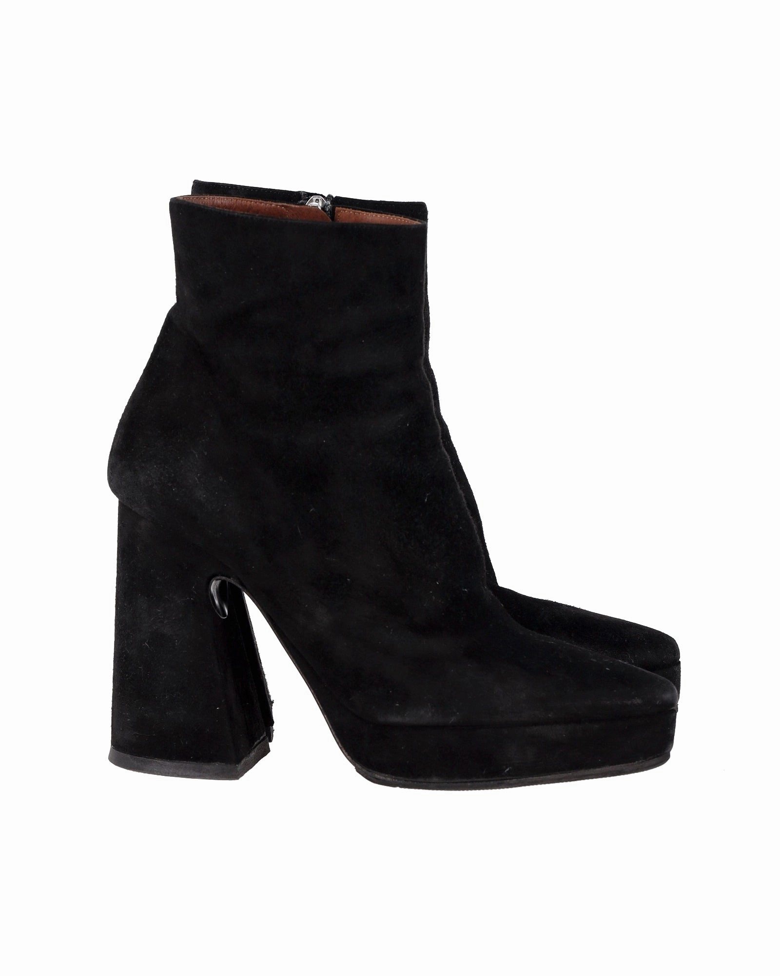 Proenza Schouler Block Heel Platform Boots in Black Suede Womens Boots sale online