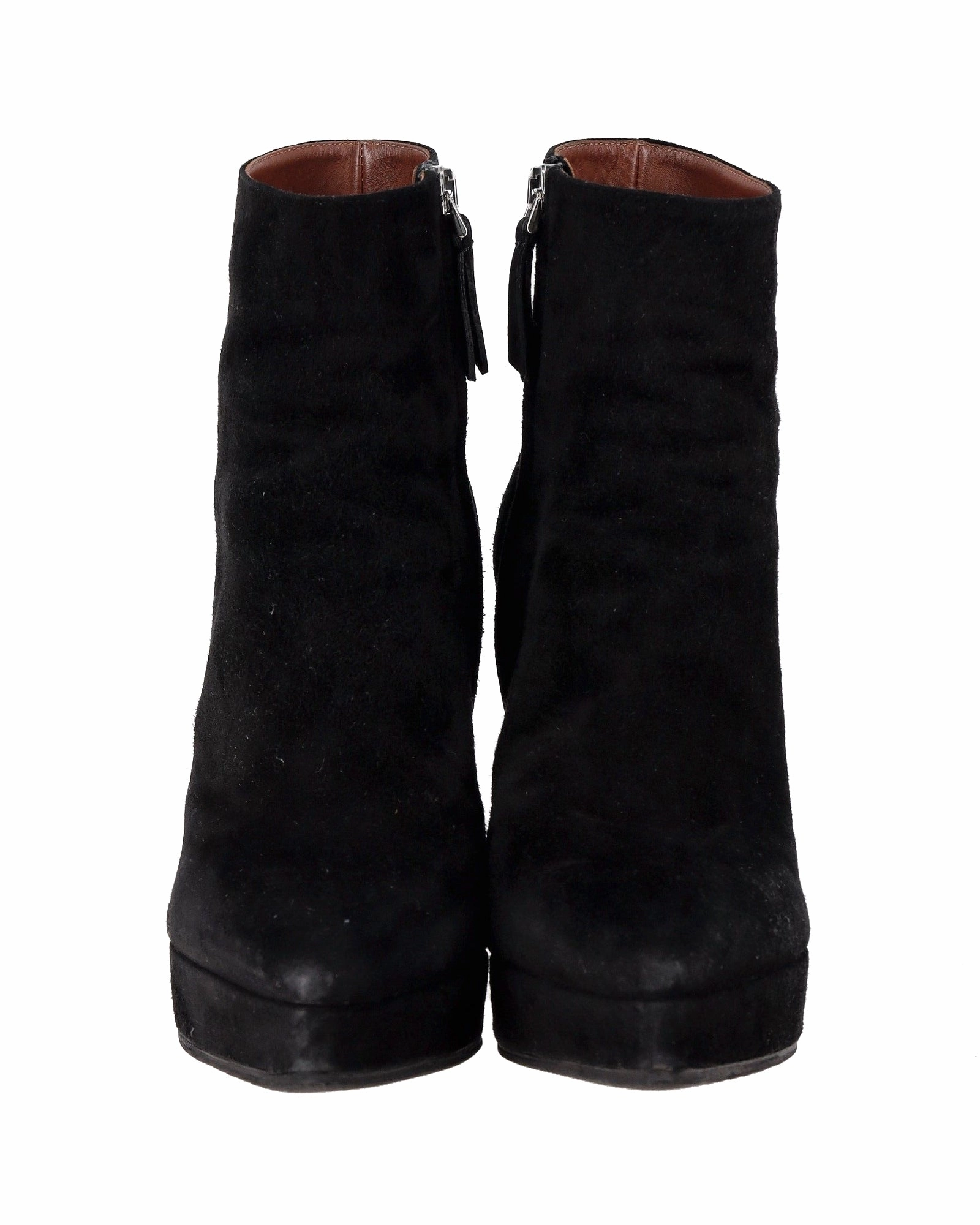 Proenza Schouler Block Heel Platform Boots in Black Suede