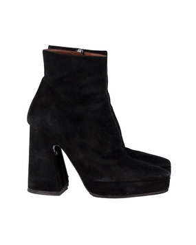Proenza Schouler Block Heel Platform Boots in Black Suede Womens Boots sale online