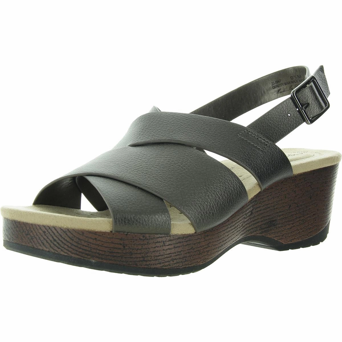 Raffey  Womens Adjustable Faux Leather Wedge Sandals Womens Sandals discount online