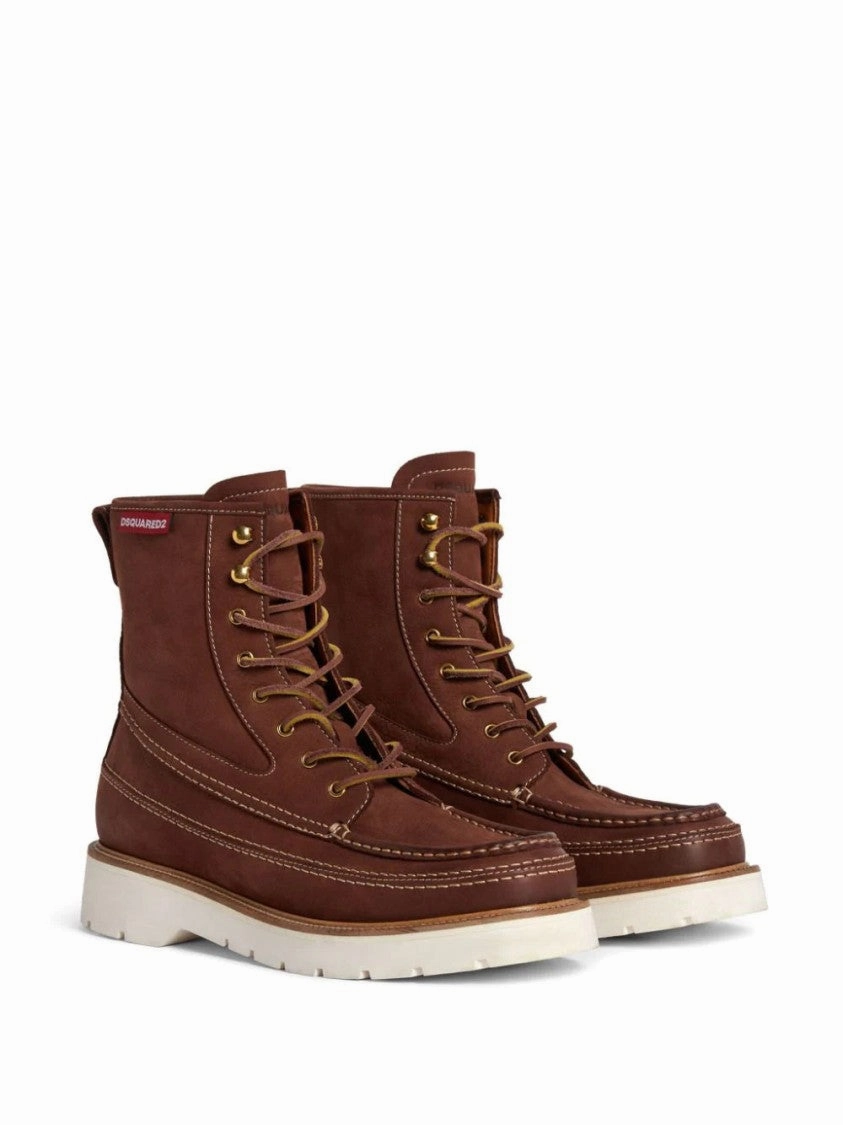 Raised-Seam Leather Boots