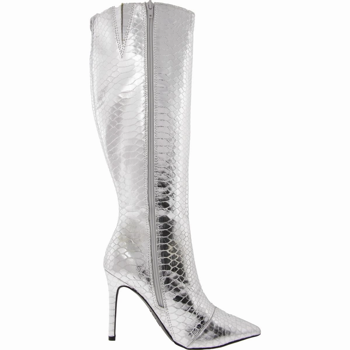 Rajel Womens Snake Print Faux Leather Knee-High Boots